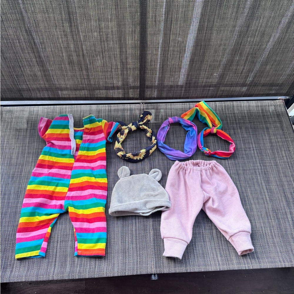 All $8. Rainbow Stripe Baby Jumpsuit + Pink Pants & Cute Hat Set